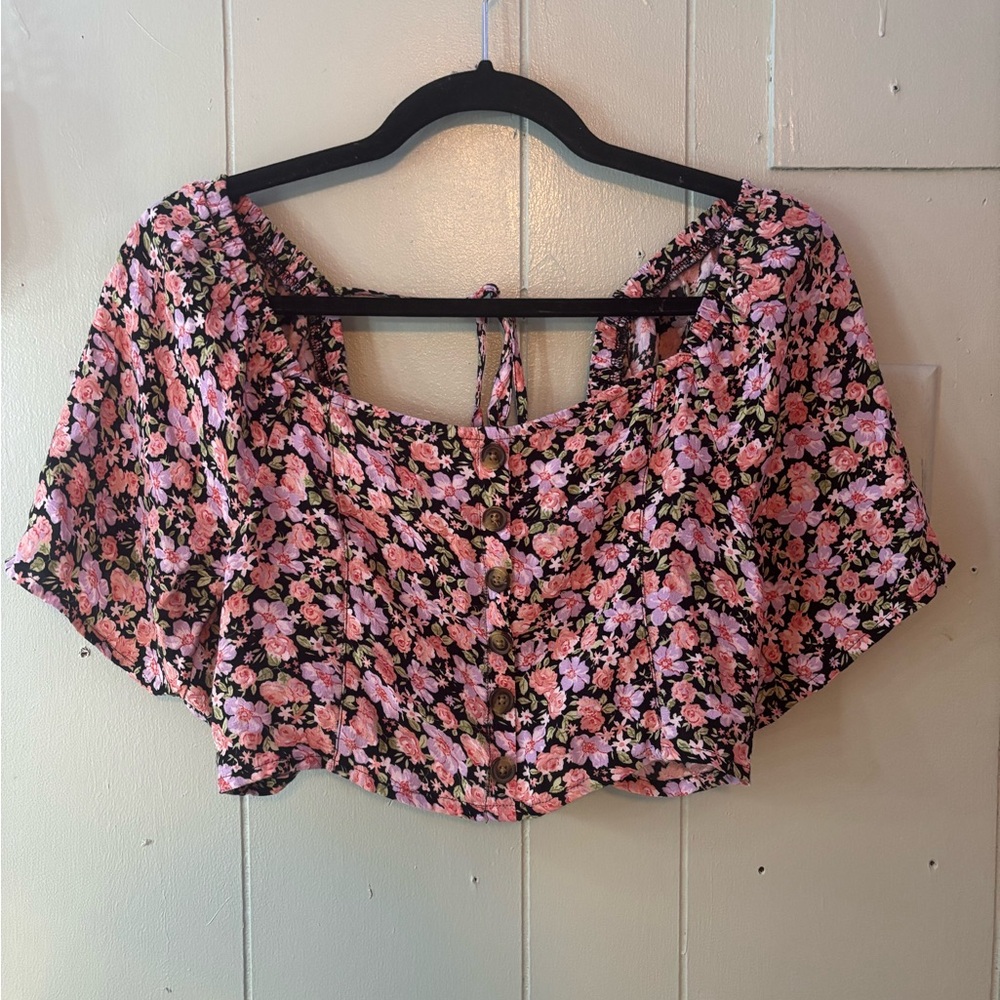American Eagle Outfitters Pink Floral Blouse